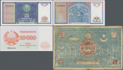 Uzbekistan: Bukhara Emirate and Uzbekistan Republic, lot with 24 banknotes, consisting for example 5000 Tenge AH1337 (1918) (P.18c, F/F-), 1 – 100 and...