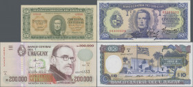 Uruguay: Republica Oriental del Uruguay and Banco Central del Uruguay, huge lot with 28 banknotes series 1936 – 2003, consisting for example 50 Centes...