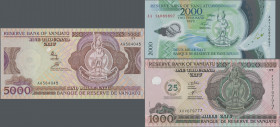 Vanuatu: Central Bank of Vanuatu, lot with 12 banknotes series 1982 – 2014, comprising 100 Vatu ND(1982) (P.1, UNC), 1000 Vatu ND(1982) (P.3, UNC), 50...