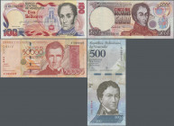 Venezuela: Banco Central de Venezuela, lot with 55 banknotes series 1974 – 2016, comprising for example 20 Bolivares 1974 (P.46e, XF), 100 Bolivares 1...