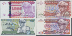 Zaire: Banque du Zaïre, huge lot with 40 banknotes series 1980 – 1992, comprising for example 50 Makuta 1980 (P.17b, UNC), 1000 Zaires 1985 (P.31a, UN...
