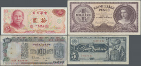 Alle Welt: Huge lot with more than 200 banknotes from all over the world, consisting for example China 2 Yuan 1980 (P.885a, VF), Taiwan 10 Yuan 1976 (...