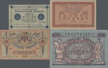 Alle Welt: Lot with 91 world banknotes with a main focus on Russian related notes, comprising for example Russia 10 Rubles 1918 (P.S411b, VF+), 5 Rubl...