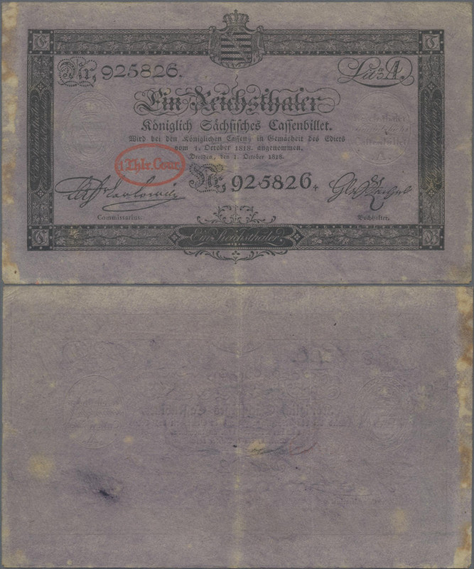 Deutschland - Altdeutsche Staaten: Königlich Sächsisches Cassenbillet 1 Reichsth...
