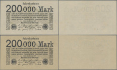Deutschland - Deutsches Reich bis 1945: Reichsbanknote zu 200.000 Mark vom 9. August 1923 mit braunem Papier, ohne Fasereinlagen, Ro.99d in kassenfris...