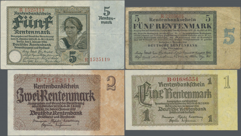 Deutschland - Deutsches Reich bis 1945: Kleines Lot Rentenmark mit 11 Banknoten,...