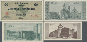 Deutschland - Alliierte Militärbehörde + Ausgaben 1945-1948: Stuttgart, Stadt, 1, 2, 5, 10, 20 Reichsmark, 1.5.1945, Erh. I, 5 Scheine
 [differenzbes...