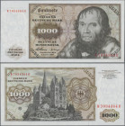 Deutschland - Bank Deutscher Länder + Bundesrepublik Deutschland: Deutsche Bundesbank, Serie BBk I, 1000 DM 1960, Ro.268a, W/B, minimale Druckstelle a...