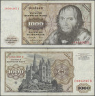 Deutschland - Bank Deutscher Länder + Bundesrepublik Deutschland: Deutsche Bundesbank, Serie BBk I/IA, 1000 DM 1977, Ro.280b, Ersatznote Z/B, stärker ...