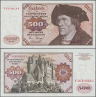 Deutschland - Bank Deutscher Länder + Bundesrepublik Deutschland: Deutsche Bundesbank, Serie BBk IA, 500 DM 1980, Ro.290a, V/U, minimaler senkrechter ...