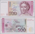 Deutschland - Bank Deutscher Länder + Bundesrepublik Deutschland: Deutsche Bundesbank, Serie BBk III, 500 DM 1991, Ro.301a, AA/K, kleine Falte an der ...