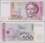 Deutschland - Bank Deutscher Länder + Bundesrepublik Deutschland: Deutsche Bundesbank, Serie BBk III, 500 DM 1991, Ro.301b, Ersatznote YA/A, senkrecht...