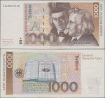 Deutschland - Bank Deutscher Länder + Bundesrepublik Deutschland: Deutsche Bundesbank, Serie BBk III, 1000 DM 1991, Ro.302b, Ersatznote YA/A, senkrech...