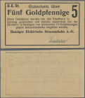 Deutschland - Nebengebiete Deutsches Reich: Danzig, Elektrische Strassenbahn A.-G., 5 Goldpfennig, o.D.(1923) (Müller 0910.5a), Erh. I
 [differenzbes...