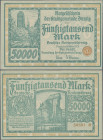 Deutschland - Nebengebiete Deutsches Reich: Danzig, Stadtgemeinde 50.000 Mark 1923, Ro.797a, nahezu perfekt mit minimal bestoßenen Ecken, Erh. aUNC.
...