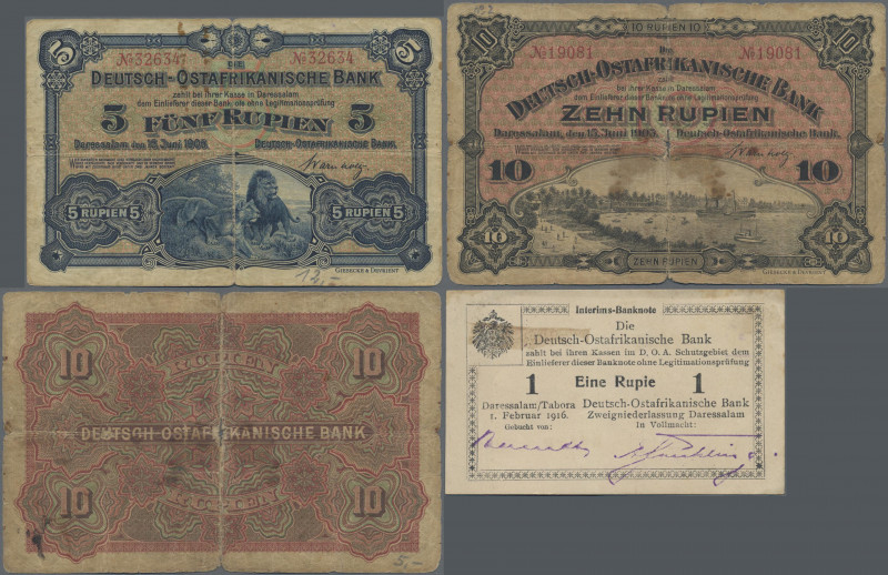 Deutschland - Kolonien: Deutsch-Ostafrikanische Bank, Lot mit 13 Banknoten, dabe...