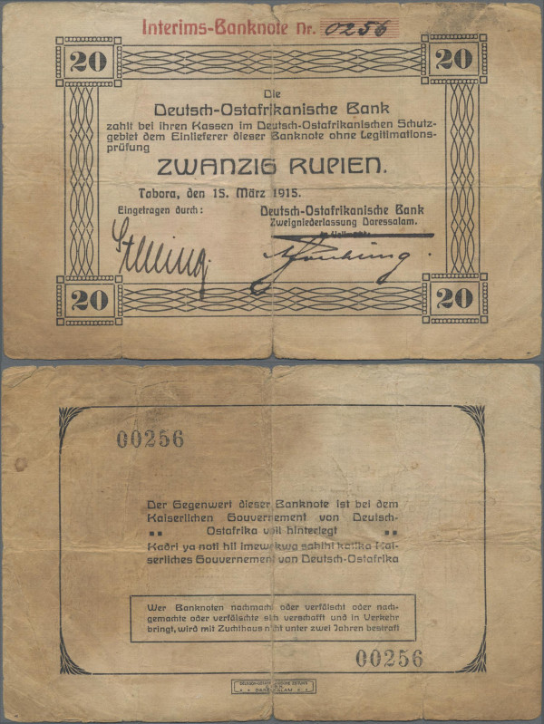 Deutschland - Kolonien: Deutsch-Ostafrikanische Bank 20 Rupien Interimsbanknote,...