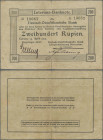 Deutschland - Kolonien: Deutsch-Ostafrikanische Bank 200 Rupien Interimsbanknote, Tabora, den 15. April 1915, Ro.907 mit gedruckter KN 10067 und zwei ...