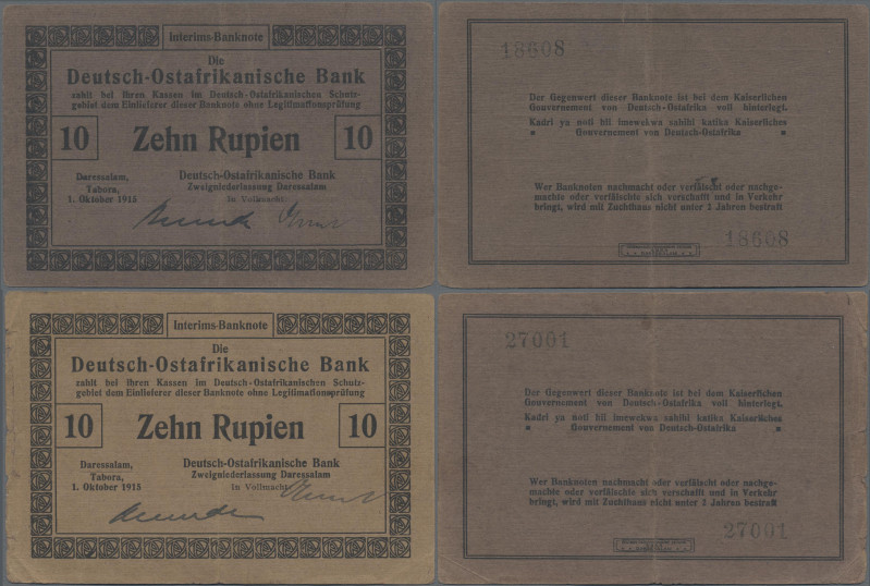 Deutschland - Kolonien: Deutsch-Ostafrikanische Bank, zwei Banknoten zu 10 Rupie...