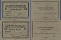 Deutschland - Kolonien: Deutsch-Ostafrikanische Bank, zwei Banknoten zu 50 Rupien Daressalam / Tabora, den 1. Oktober 1915, Ro.913a, einmal mit Signat...