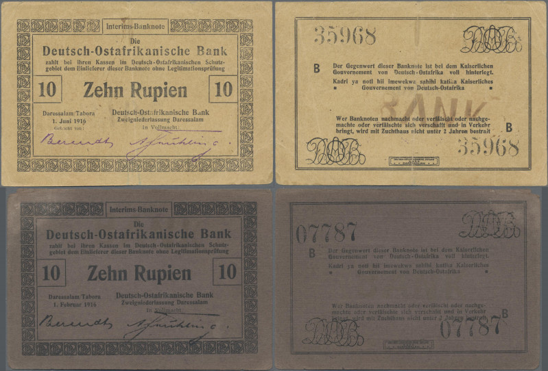 Deutschland - Kolonien: Deutsch-Ostafrikanische Bank 10 Rupien vom 01.02.1916, S...