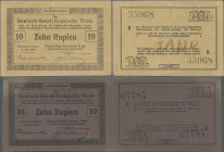 Deutschland - Kolonien: Deutsch-Ostafrikanische Bank 10 Rupien vom 01.02.1916, Serie ”B” gedruckt (Ro.934d, fehlende Ecke oben links, sonst keine Falt...