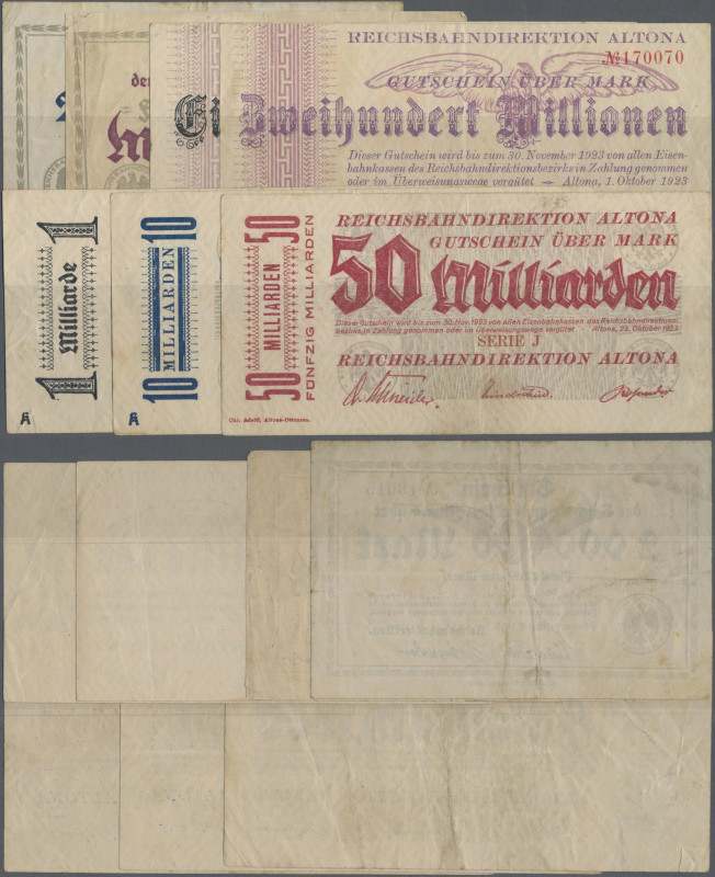 Deutschland - Reichsbahn: Altona, Reichsbahndirektion, Lot mit 7 Gutscheinen 192...