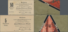 Deutschland - Notgeld - Baden: Herbolzheim, Arnold Schindler G.m.b.H., 5, 50 Mio. Mark, 20.9.1923, gedruckt auf Rückseiten von Zigarrenkisten-Einlagep...