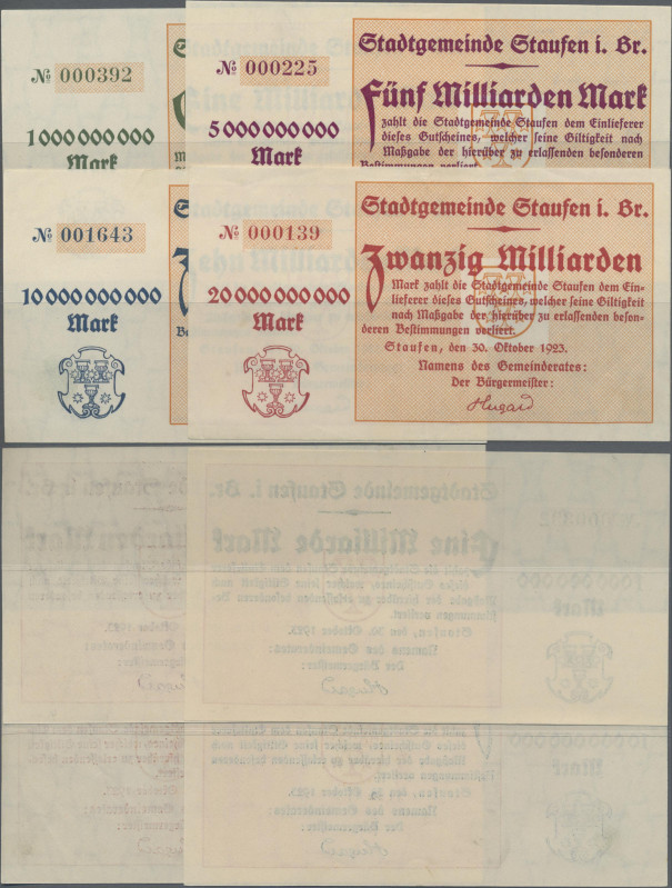 Deutschland - Notgeld - Baden: Staufen im Breisgau, Stadtgemeinde, 1, 5, 10, 20 ...