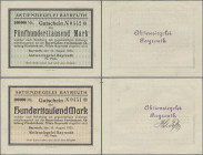Deutschland - Notgeld - Bayern: Bayreuth, Aktienziegelei, 100, 500 Tsd. Mark, 16.8.1923, Erh. III-, total 2 Scheine
 [differenzbesteuert]