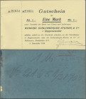 Deutschland - Notgeld - Elsass-Lothringen: Roppenzweiler, Weberei Schlumberger-Steiner & Cie., 1 Mark, 5.12.1914, links geklammertes Heft mit 16 Schei...