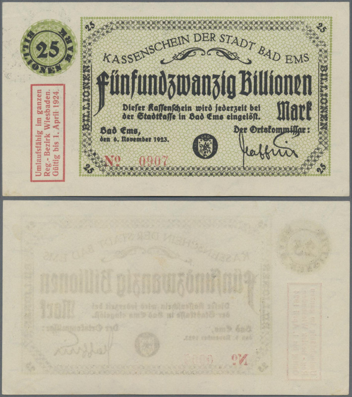 Deutschland - Notgeld - Hessen: Bad Ems, Stadt, 25 Billionen Mark, 6.11.1923, Se...