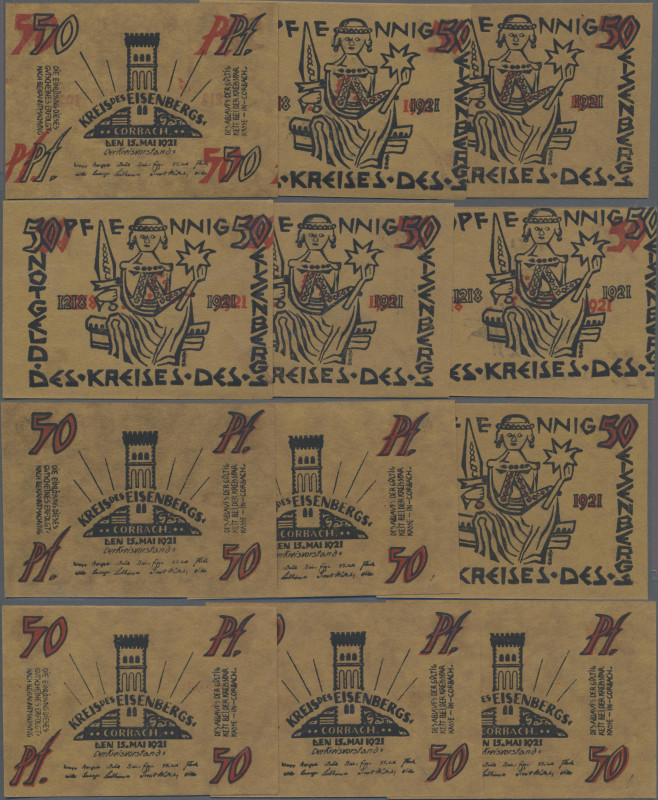 Deutschland - Notgeld - Hessen: Eisenberg, Kreis in Corbach, 6 x 50 Pf., 15.5.19...