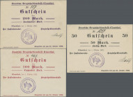 Deutschland - Notgeld - Niedersachsen: Clausthal, Staatliche Berginspektionskasse, 50, 100, 200 Mark, 1.10.1922, 50 und 200 Mark je mit einer Untersch...