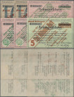 Deutschland - Notgeld - Rheinland: Solingen, Stadt, 1 (2), 2 (3), 5 Mio. Mark, 15.8.1923, Überdrucke auf Lohngutscheinen des Arbeitgeber-Verbandes, üb...