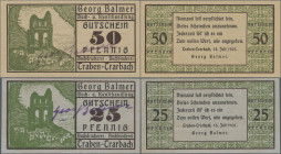 Deutschland - Notgeld - Rheinland: Traben-Trarbach, Buchhandlung Georg Balmer, 25, 50 Pf., 15.7.1921, viol. Unterschriftsstempel, Erh. I, total 2 Sche...