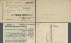 Deutschland - Notgeld - Sachsen: Burgstädt, ADCA Zweigstelle Burgstädt, 1 Mio. Mark, 3.8.1923, Postkartenscheck auf Chemnitzer Bankverein, dito, 50 Mi...