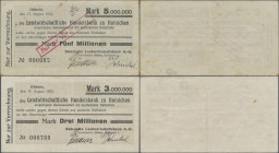 Deutschland - Notgeld - Sachsen: Döbeln, Sächsische Landwirtschaftsbank, 3, 5 Mio. Mark, 17.8.1923, Schecks auf Landwirtschaftliche Handelsbank zu Hai...