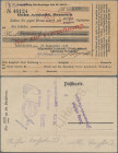 Deutschland - Notgeld - Sachsen: Dresden, Allgemeine Deutsche Credit-Anstalt, Abteilung Dresden, 1000 Mark, 27.9.1922, Postkartenscheck auf Gebr. Arno...