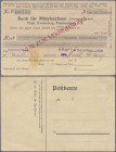 Deutschland - Notgeld - Sachsen: Frankenberg, Bank für Mittelsachsen AG, 100 Mio. Mark, 28.9.1923, Postkarten-Kundenscheck für KRAFT & SCHNEIDER, Nenn...