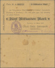 Deutschland - Notgeld - Sachsen: Freiberg i. S., Staatl. Sächs. Hüttenwerke, 5 Mrd. Mark, 19.10.1923, Anweisung auf ADCA Freiberg, Serie XI, Nennwert ...