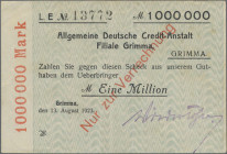 Deutschland - Notgeld - Sachsen: Grimma, Allgemeine Deutsche Credit-Anstalt, Kundenschecks für Wiede & Söhne (Trebsen), 2 x 500 Tsd. Mark, 2.8.1923, Ü...