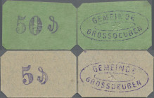 Deutschland - Notgeld - Sachsen: Großdeuben, Gemeinde, 5, 50 Pf., o. D. (1917), beidseitig gestempelt sowie geprägter Stern auf farbigem Karton, Erh. ...