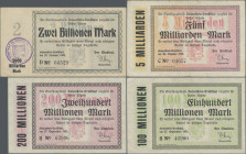 Deutschland - Notgeld - Sachsen: Hohenstein-Ernstthal, Stadt, 50, 100, 200 Mio. Mark, 27.9.1923, Erh. II, 5 Mrd. (Erh. IV), 2 Billionen Mark (Erh. II-...