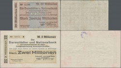 Deutschland - Notgeld - Sachsen: Hohenstein-Ernstthal, Commerz- und Privat-Bank AG, 2 Mio. Mark, 15.8.1923, 20 Mrd. Mark, 24.10.1923, Schecks auf Darm...