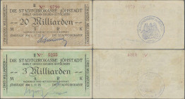 Deutschland - Notgeld - Sachsen: Jöhstädt, Stadtgirokasse, 3, 20 Mrd. Mark, 1.11.1923, Erh. III-, total 2 Scheine
 [differenzbesteuert]