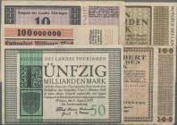 Deutschland - Länderscheine: Thüringen, Landesregierung in Weimar, Lot mit 34 Notgeldscheinen 1923, dabei u.a. 100 Millionen Mark (Gra. THU 37b, II), ...