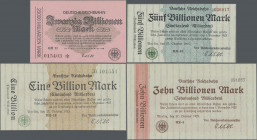 Deutschland - Reichsbahn: Berlin, Reichsverkehrsminister, Lot mit 128 Scheinen, dabei u.a. 1, 5, 10 Billionen Mark 1923 (MGG 002.24, 25, 26, I/I-), 3 ...
