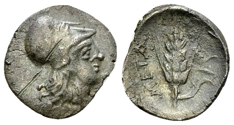 Metapontum AR Diobol, c. 325-275 BC 

Lucania, Metapontum . AR Diobol (12 mm, ...