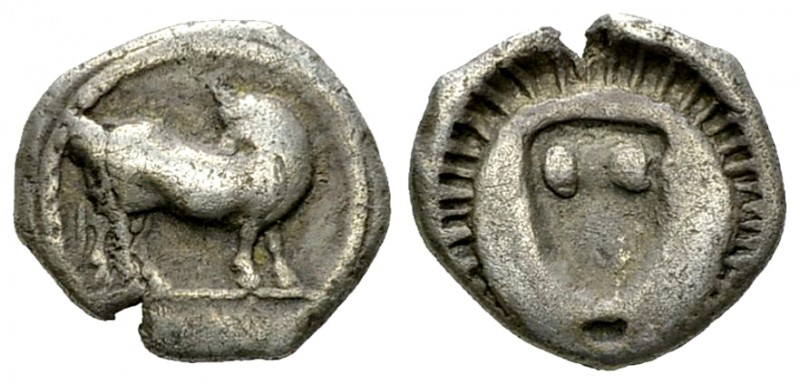 Sybaris AR Triobol, c. 510-475 BC, rare 

Lucania, Sybaris . AR Triobol (11-12...